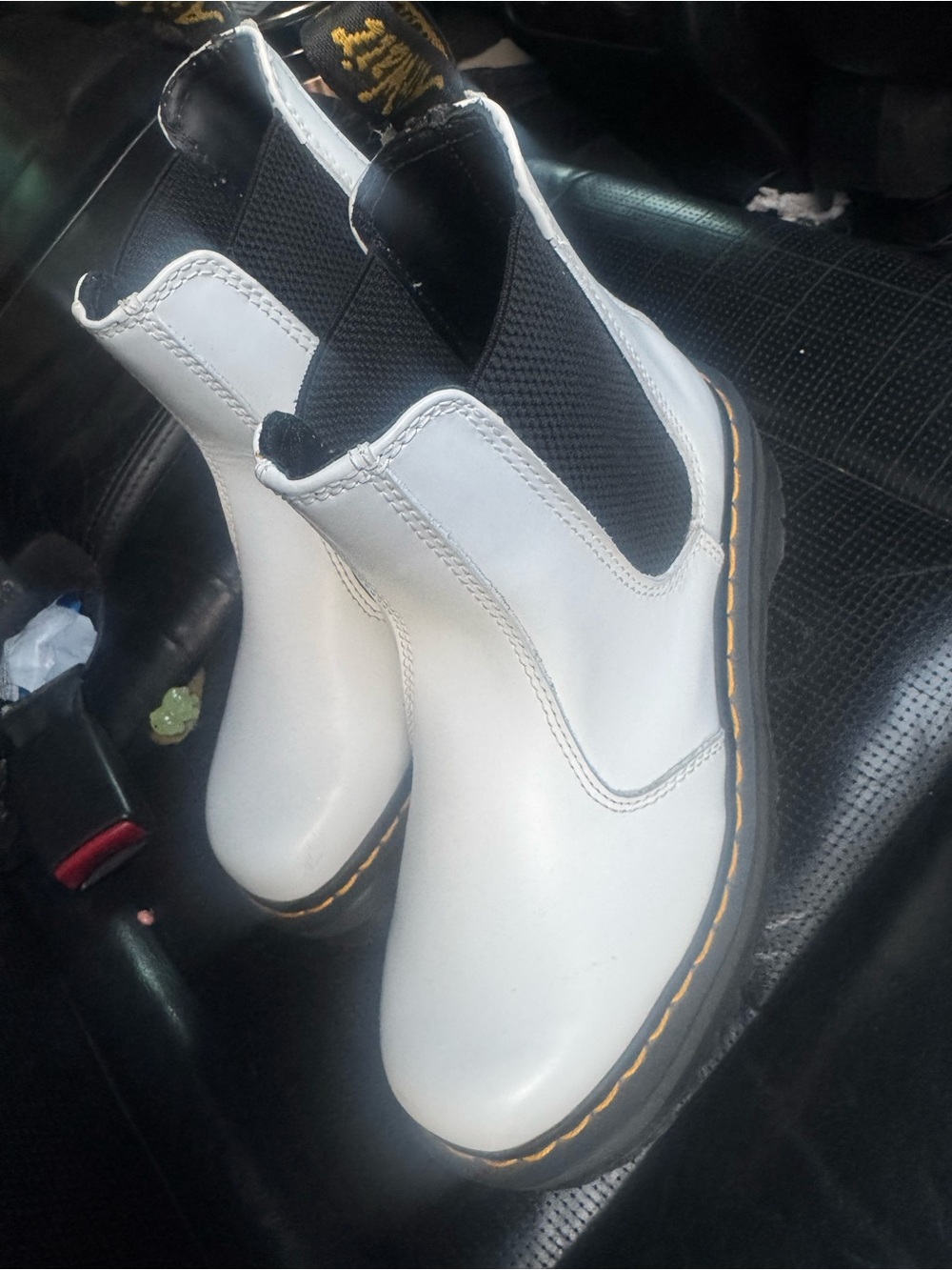 Dr. Martens White Chelsea Work Boots with Black Elastic Panels US M 6 US L 7